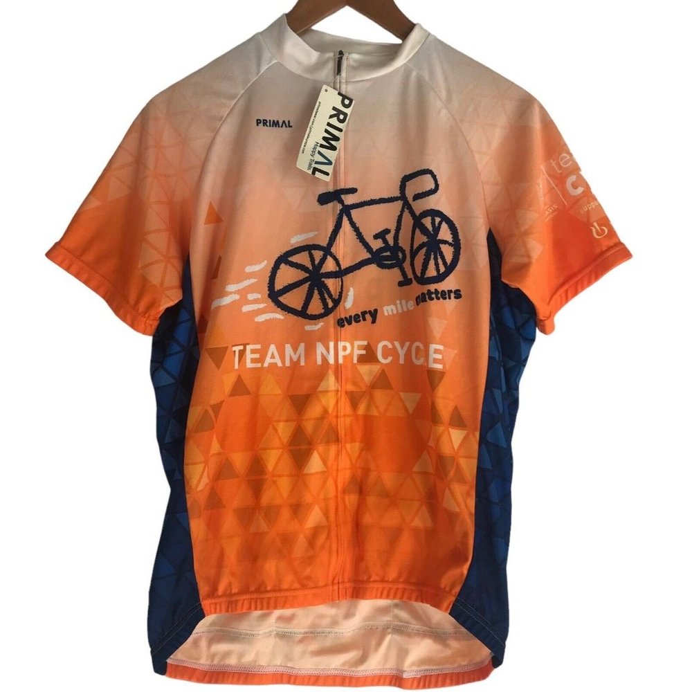 Primal Cycling Jersey Mens Size XL Orange Raglan Psoriasis Foundation Every Mile
